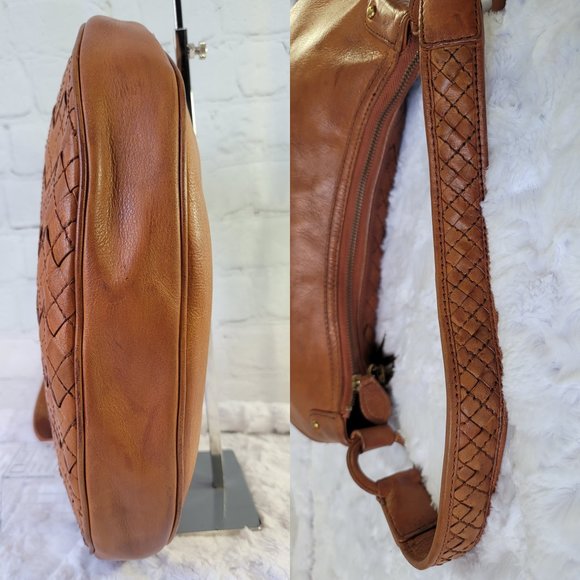 NICOLE ST. GILLES Paris Brown Leather Woven Braided Shoulder Bag - Picture 6 of 13